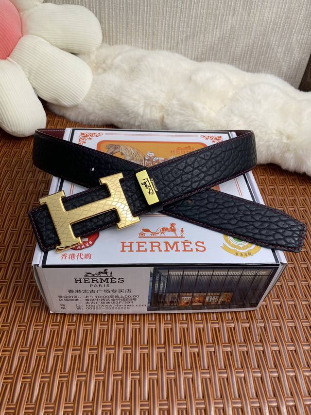 品名：爱马仕.Hermès 原单 材质：原单牛皮腰带 百分百头层牛皮腰带保证真皮，24K纯钢扣，专柜原单品质、做工精细，时尚大牌，送人自用首选 包装： 请认准如