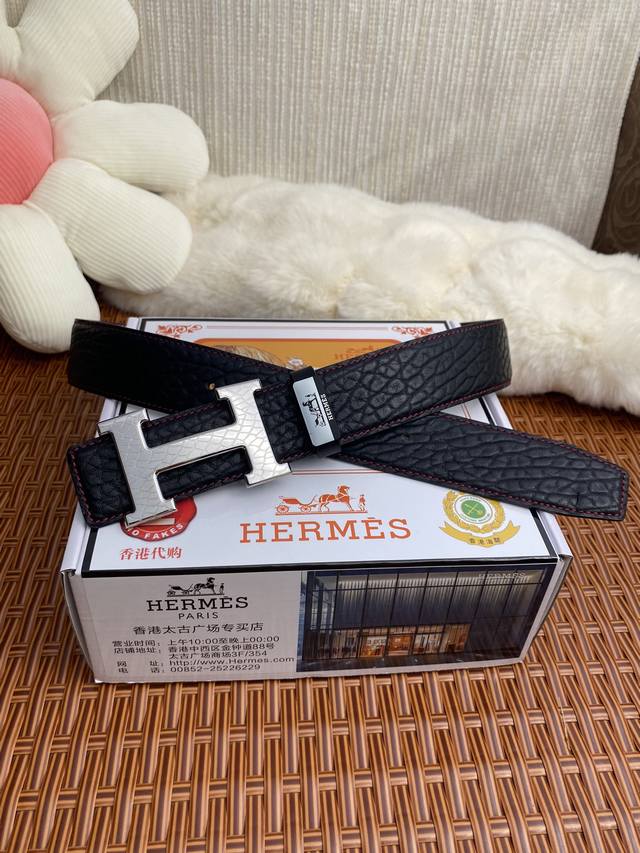 品名：爱马仕.Hermès 原单 材质：原单牛皮腰带 百分百头层牛皮腰带保证真皮，24K纯钢扣，专柜原单品质、做工精细，时尚大牌，送人自用首选 包装： 请认准如