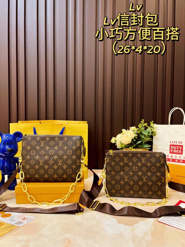 礼盒包装 Lv 24新品 原厂珐琅涂层链条 浮雕渐变 锋芒乍现 全新推出 Coussin 风琴手袋 单肩斜挎包 多用款 被拿来用做手包 一般的手包都是扁扁的 但