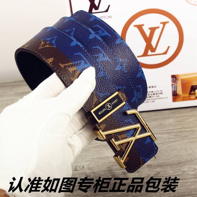 皮带：Lv..路易..威登顶级复刻- 腰带：原单品质百分百进口原厂头层牛皮，保证真皮。镜面浮雕工艺.真空电镀.永不掉色.24K纯钢扣藤原浩同款-七彩老花.黑白间