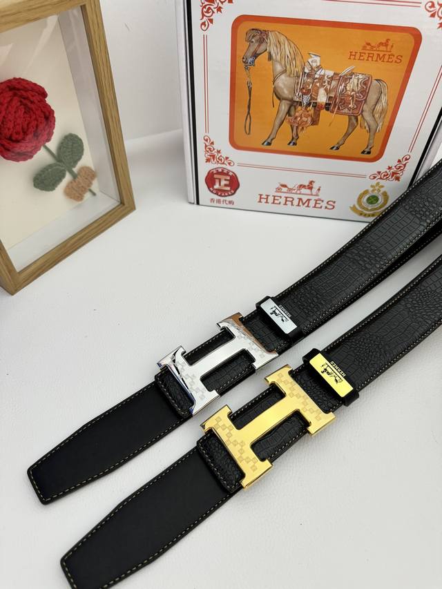 品名：爱马仕.Hermès 原单 材质：原单牛皮腰带 百分百头层牛皮腰带保证真皮，24K纯钢扣，专柜原单品质、做工精细，时尚大牌，送人自用首选 包装： 请认准如