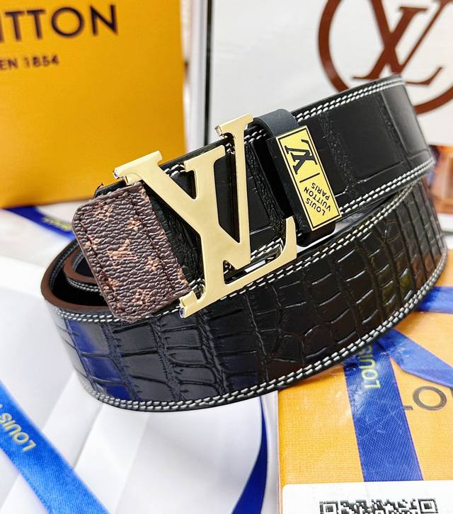 皮带：Lv..路易..威登顶级复刻. 腰带：原单品质百分百进口原厂头层牛皮，保证真皮。贴皮雾面工艺.真空电镀.永不掉色.24K纯钢扣鳄鱼皮纹路双面可用专柜同等质