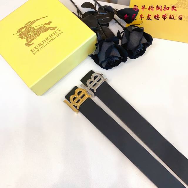 巴宝b家 原单新品 带身采用雙面意大利進口原廠牛皮纹 非市场普通版本 黑色经典配色 百搭适合各种场合 扣头精品设计注意细节 宽度3.8Cm