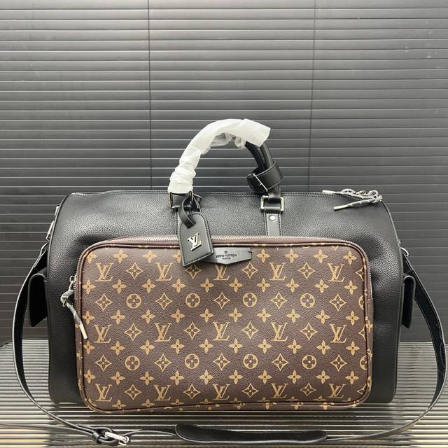 Louisvuitton 路易威登 Keepallbandoulière Lv Park 50 Khaki 旅行袋 手提包袋 机场包 采用精湛镶嵌细工，实物拍摄