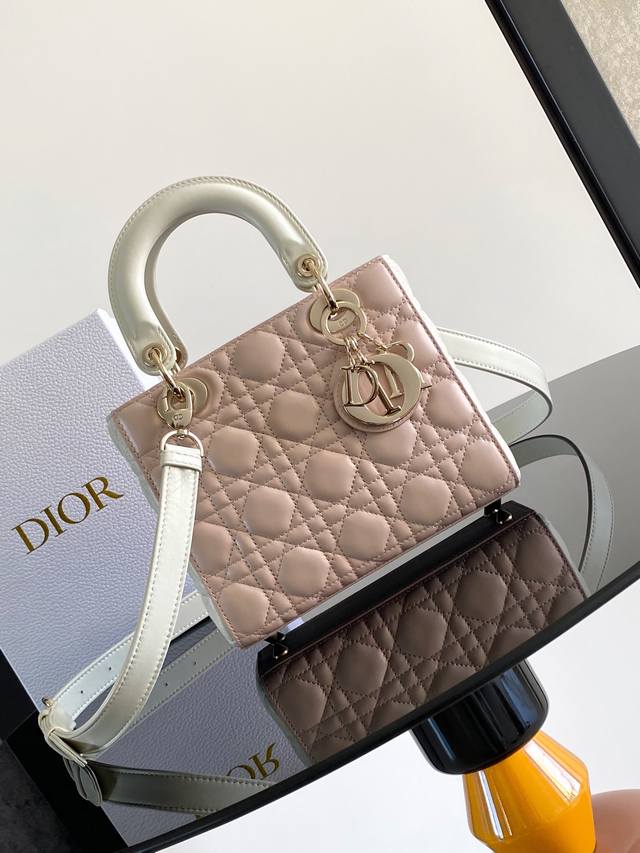 这款 Lady Dior Dior 手袋集中体现了 Dior 对优雅和美丽的深刻洞见。采用羊皮革精心制作，以藤格纹缉面线打造醒目的绗缝细节，时髦典雅的设计经久不