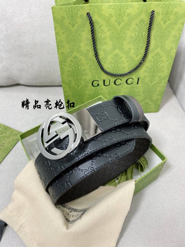 高端品质，实物拍摄 批 配全套礼盒 ： Gucci 新款专柜同步双面可用原单腰带，进口原厂头层牛皮，转动扣头五金，宽度3.8Cm