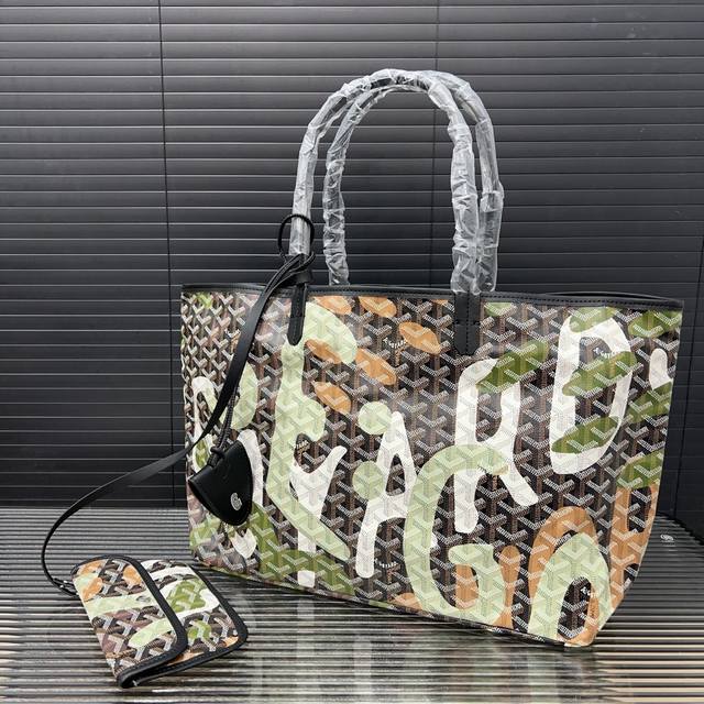 Goyard 戈雅 涂鸦 Saint Louis Y字老花满印皮革手柄 帆布棉麻牛皮 子母包托特包单肩包手提包 购物袋原厂面料 激光雕刻五金 高货品质 配送防尘