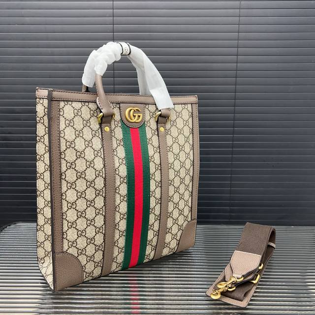 Gucci 古奇 Ophidia 金标logo 帆布拼皮革饰边 托特包tote包购物袋单肩斜挎手提包 男女通用 经典百搭 实物拍摄 原厂原版面料 配送防尘袋 3