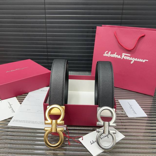 Ferragamo 菲拉格慕 钢扣牛皮腰带 男士经典款皮带 多色可选 时装搭配必备款 优质扣头 采用原厂牛皮带身 高品质全套包装 礼盒 礼袋 小票