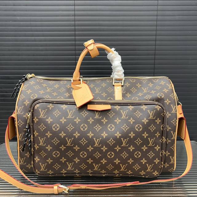 Louisvuitton 路易威登 Keepallbandoulière Lv Park 50 Khaki 旅行袋 手提包袋 机场包 采用精湛镶嵌细工，实物拍摄