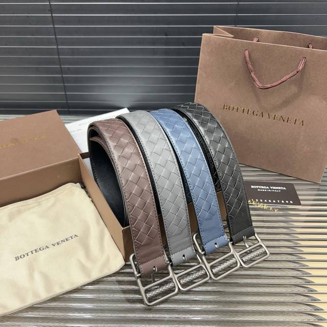 Bottega Veneta 葆蝶家 编织真扣牛皮腰带 时尚单品皮带 3.5cm带身 配送防尘袋 礼品袋 礼盒