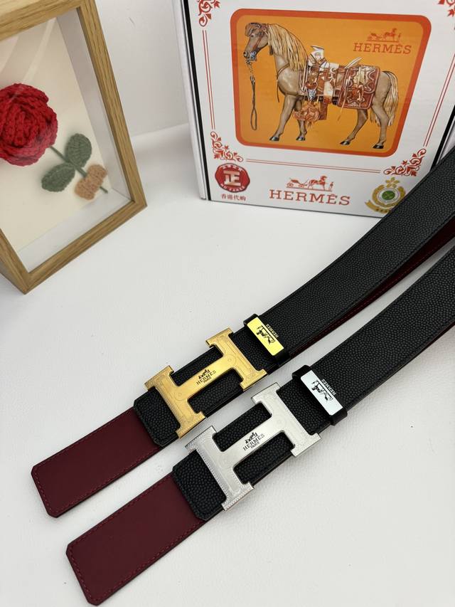 品名：爱马仕.Hermès 原单 材质：原单牛皮腰带 百分百头层牛皮腰带保证真皮，24K纯钢扣，专柜原单品质、做工精细，时尚大牌，送人自用首选 包装： 请认准如