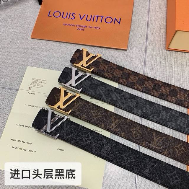 品牌：路易威登LV。上新钢扣 等级：进口头层牛皮、专柜售、油边精致 、手感柔软.实物拍摄无修饰 上身效果超好.配专柜全套包装.送打眼针 扣头：钢扣 长度：100