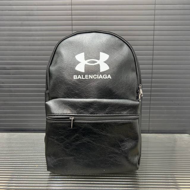 Balenciaga巴黎世家 x Under Armour 联名款 运动纯色 书包背包双肩包 常规 男女同款情侣款 黑色拼白色实物拍摄 原厂原版面料 配送防尘袋