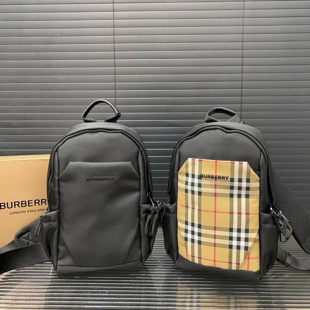 Burberry 巴宝莉 尼龙布胸包 斜挎单肩包 经典百搭 实物拍摄 配送防尘袋 礼盒 30 x 20cm。