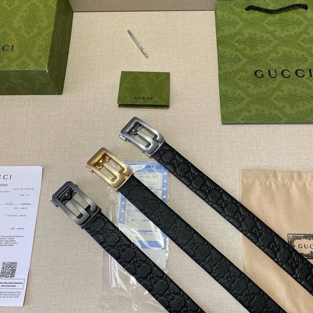 品牌：古驰Gucci 等级：原版品质.头层牛皮 专柜售经典爆款开模。油边精致 电脑车线 手感柔软.实物拍摄无修饰 上身效果超好、长度可裁剪.配专柜全套包装.送礼