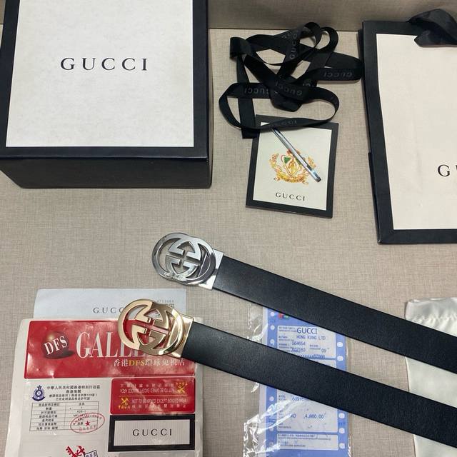 品牌：Gucci 等级：原品版质.进口头层原皮实心无夹层带身。专柜售典经爆款开模。油精边致 电车脑线 手柔感软.实物拍摄修无饰 上身效果超好.配专柜全包套装.送