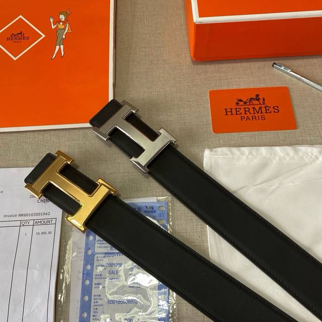 品牌：爱马仕Hermes 钢扣 等级：原单私货.进口头层牛皮沙底，专柜售、堪比正品！油边精致 电脑车线 手感柔软.实物拍摄无修饰 上身效果超好、长度不可裁剪.配