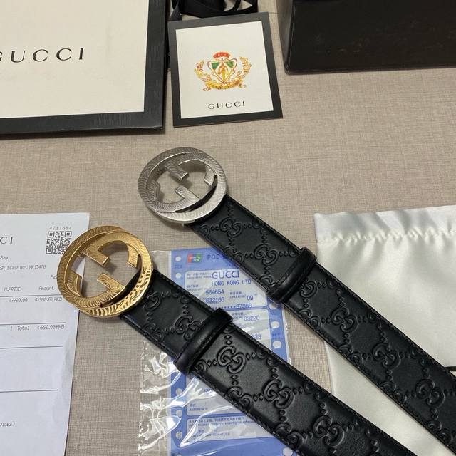 品牌：古驰Gucci 钢扣 等级：原单私货.进口头层牛皮沙底，专柜售、堪比正品！油边精致 电脑车线 手感柔软.实物拍摄无修饰 上身效果超好、长度不可裁剪.配专柜