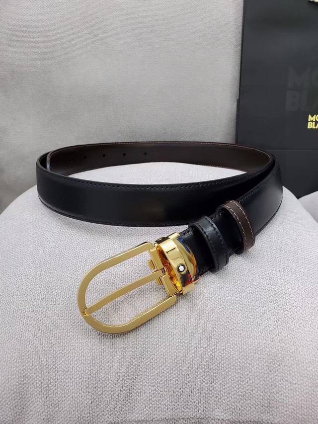 万宝龙Montblanc 意大利进口原版皮料，正品开模原单货，精细做工，简约耐用商务人士必备款式，宽度3.5Cm