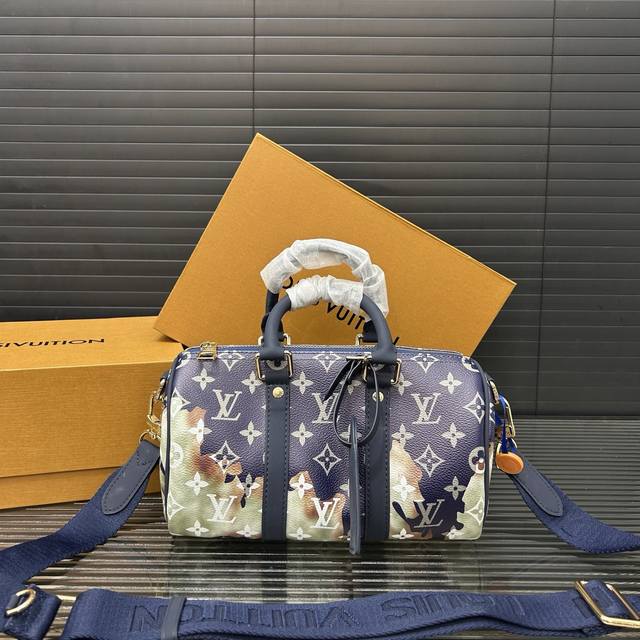 Louisvuitton 路易威登 keepall 25 系列手袋 印花手提斜挎包 单肩包 实物拍摄 原厂原版面料 配送防尘布袋 折叠礼盒 15 X 25 Cm