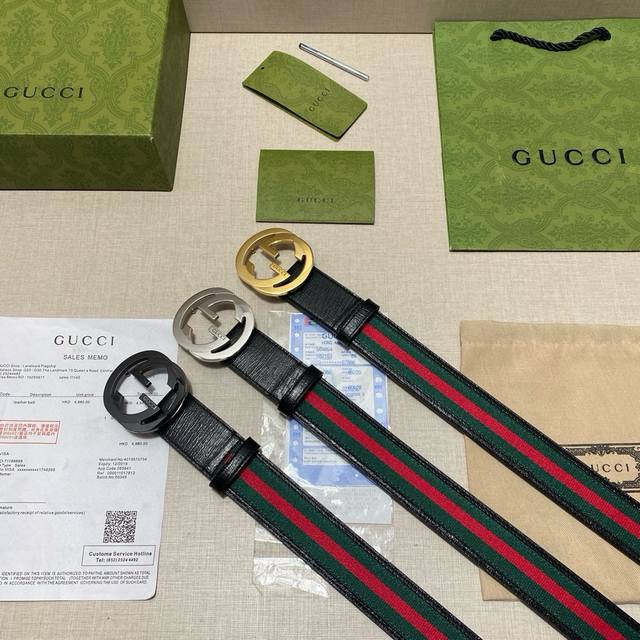 品牌：古驰Gucci 等级：原版品质.头层牛皮 专柜售经典爆款开模。油边精致 电脑车线 手感柔软.实物拍摄无修饰 上身效果超好、长度不可裁剪.配专柜全套包装.送