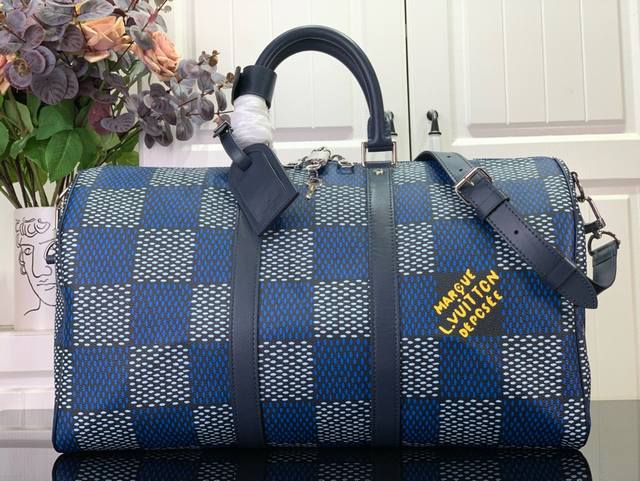 路易威登 Keepall BandoulièRe 50旅行袋 N40861 蓝色格子 本款Keepall BandoulièRe 50旅行袋以Pharrell