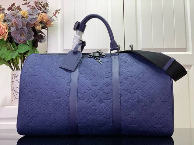 路易威登 Keepall BandoulièRe 50 旅行袋Keepall BandoulièRe 50 旅行袋 M11495 深蓝色 压花 本款 Keepa