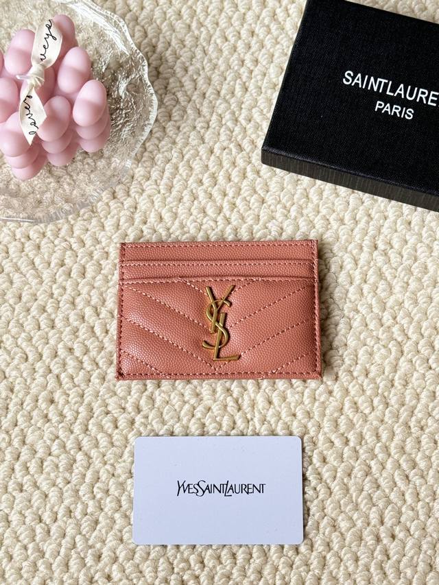 Ysl 圣罗兰最经典真皮卡包，内里配羊纹超纤，提花凸纹缝线羊皮信用卡夹，金属互扣式Ysl标志原单对版五金，复制细节 款号:423291尺寸：10.5×7.5×0