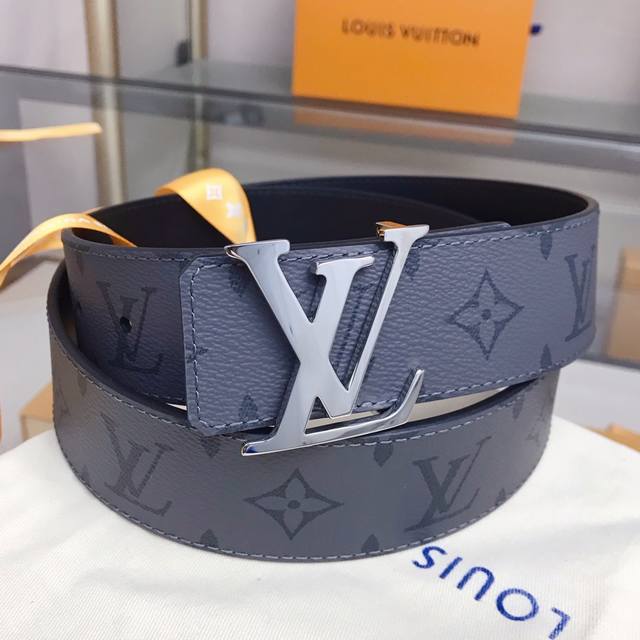 最高版本，实物拍摄 批 Louis Vuitton 路易威登皮带 宽度:40Mm 专柜同款男士时尚款 驴家新款灰花 Lv Initiales 双面腰带融合 Mo