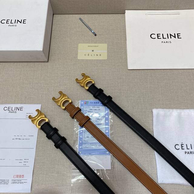 特批 .要礼盒10 元 长期现货 赛琳 CéLine 春夏新款 正品复刻，细节完美凯旋门腰带 2.5Cm精品 材质：定制头层牛皮配东莞合金扣头