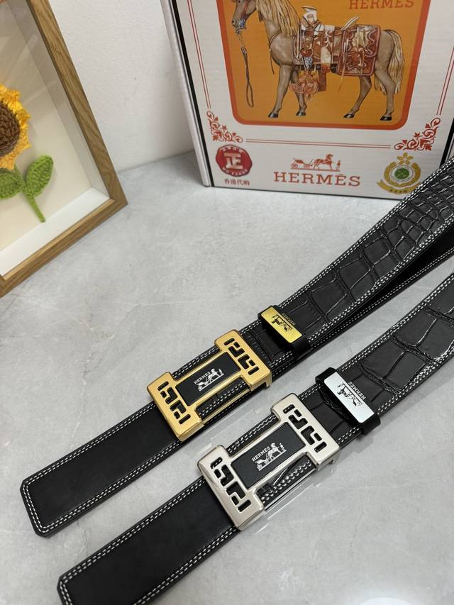 品名：爱马仕.HermèS 原单 材质：原单牛皮腰带 百分百头层牛皮腰带保证真皮，24K纯钢扣，专柜原单品质、做工精细，时尚大牌，送人自用首选 包装： 请认准如