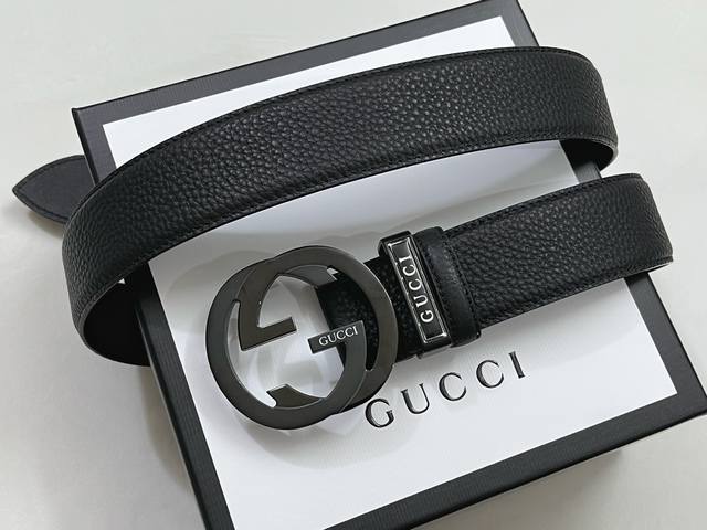 配全套专柜礼盒 Gucci.古驰 全套包装 進口荔枝紋面平紋小牛皮底 精品钢扣 宽度38Mm - 点击图像关闭