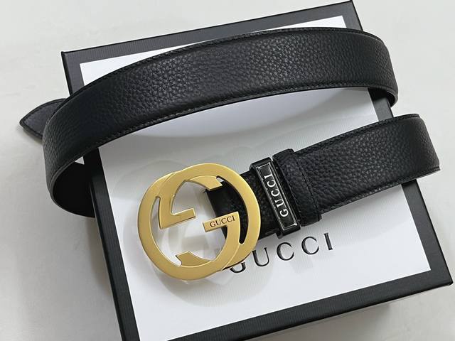 配全套专柜礼盒 Gucci.古驰 全套包装 進口荔枝紋面平紋小牛皮底 精品钢扣 宽度38Mm - 点击图像关闭