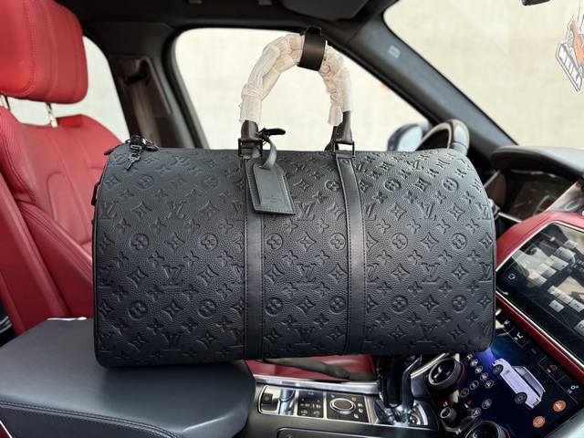 高端货 新款 “Louis Vuitton”Lv旅行袋 路易威登纯牛皮旅行袋 Louis Vuitton Keepall 50 老花压印可拆卸可调节肩带 皮革