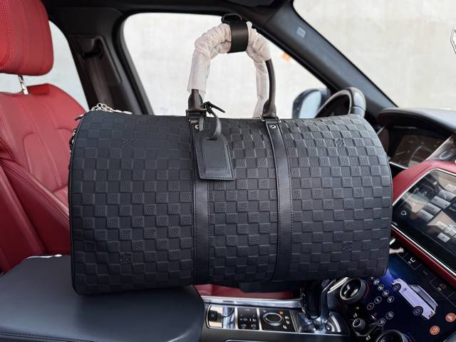 高端货 新款 “Louis Vuitton”Lv旅行袋 路易威登纯牛皮旅行袋 Louis Vuitton Keepall 50 老花压印可拆卸可调节肩带 皮革