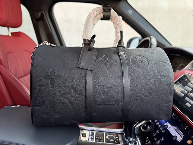 高端货 新款 “Louis Vuitton”Lv旅行袋 路易威登纯牛皮旅行袋 Louis Vuitton Keepall 50 老花压印可拆卸可调节肩带 皮革