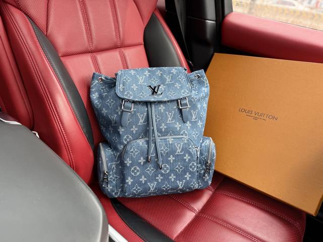 高端货 新款 “ Louis Vuitton ”Lv双肩包 路易威登双肩包 Louis Vuitton Discovery Pm 复古牛仔老花水墨印花百搭通勤